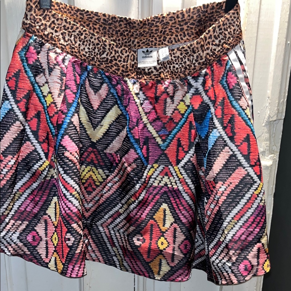 Adidas Multicolor Mini Skirt with Leopard Waistband